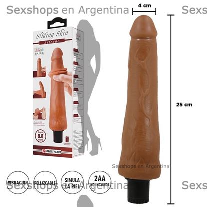 Vibrador color piel deslizante realista, vibraciones de varias velocidades y material TPR